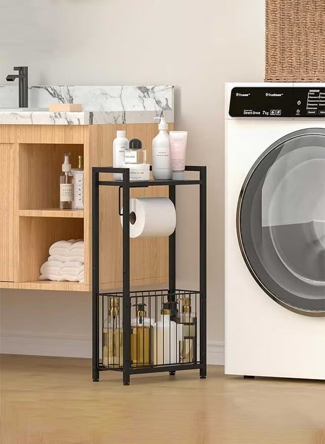 والالا Bathroom Organizer with Shelf: Freestanding Toilet Paper Holder, All-in-One Tissue Stand with Space for Phone, Tablet, Magazines, No-Drilling Storage Solution - Image 5